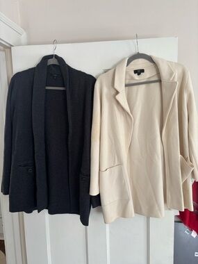 J. Crew sweater blazers open Knit Cardigan Blazer - Ivory and Charcoal